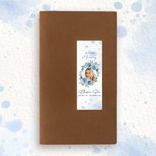 Show details for Blue Round Floral Guest Book - Brown