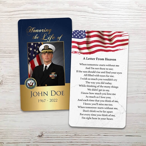 Show details for US Navy Memorial Card