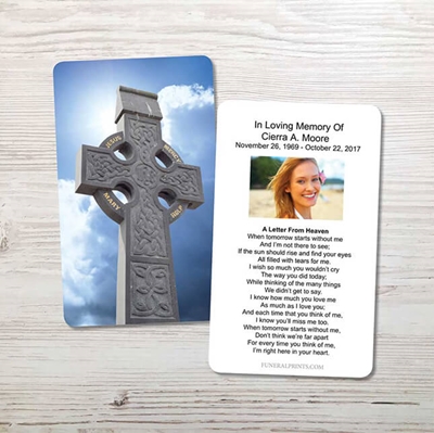 Picture of Celtic Cross Blue Sky 1 Memorial Card