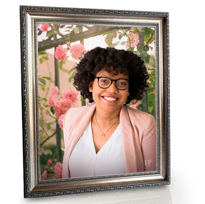 Show details for Framed Memorial Portrait - Entwined Blooms Lifescape Background