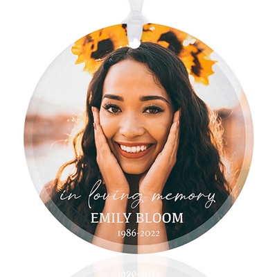 Show details for Single Photo Full Circle Custom Glass Ornament