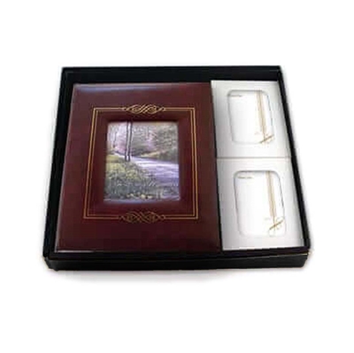 Show details for Funeral Program Frame Maroon 6-Ring Register Book