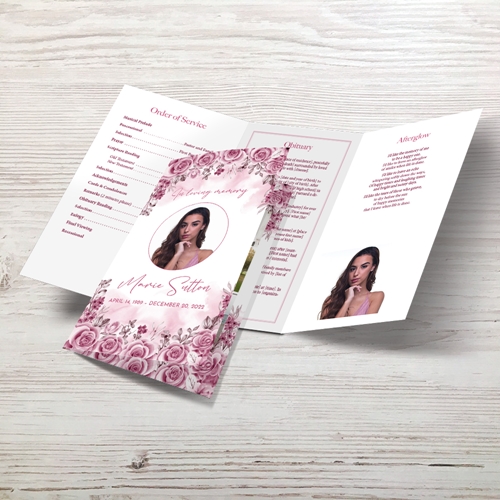 Picture of Pink Floral Border Trifold Program 