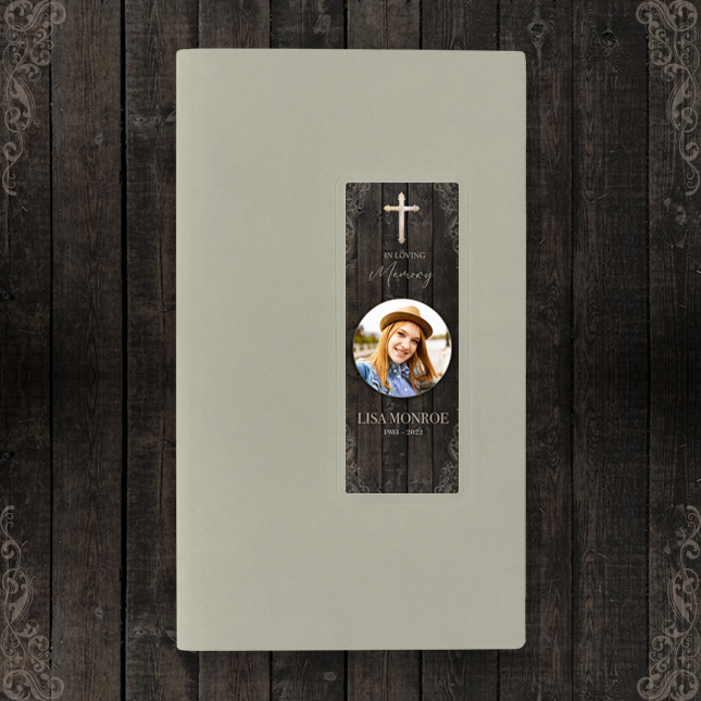 Show details for Rustic Light Brown Guest Book - Gray