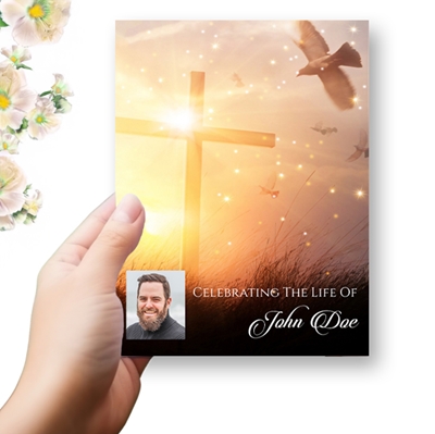 Show details for Cross & Dove Funeral Program 