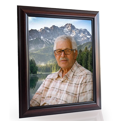 Show details for Framed Memorial Portrait - Serene Mountain Lifescapes Background