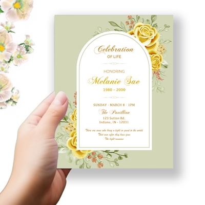 Show details for Yellow Floral Border Funeral Program 