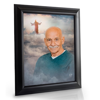 Show details for Framed Memorial Portrait - Open Arms Lifescapes Background