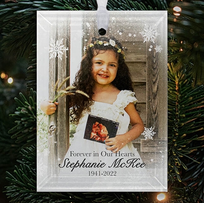 Show details for Snowflakes Rectangle Ornament