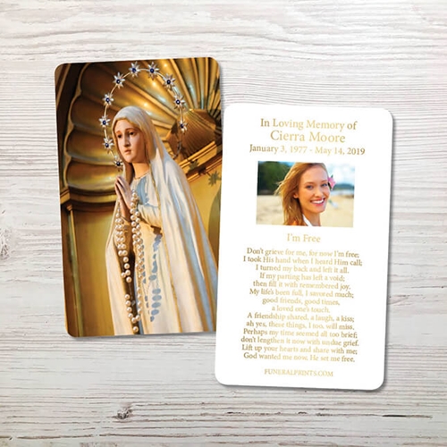 Picture of Statue of Blessed Virgin Gold Foil Memorial Card