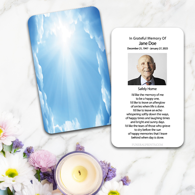 Show details for Angelic Blue Clouds Spanish Prayer Card