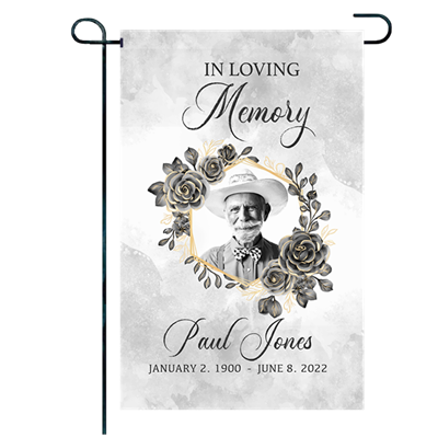 Show details for Black Gold Floral Garden Flag