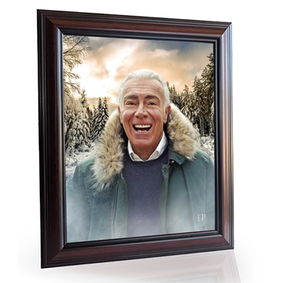 Show details for Framed Memorial Portrait - Winters Embrace Lifescapes Background