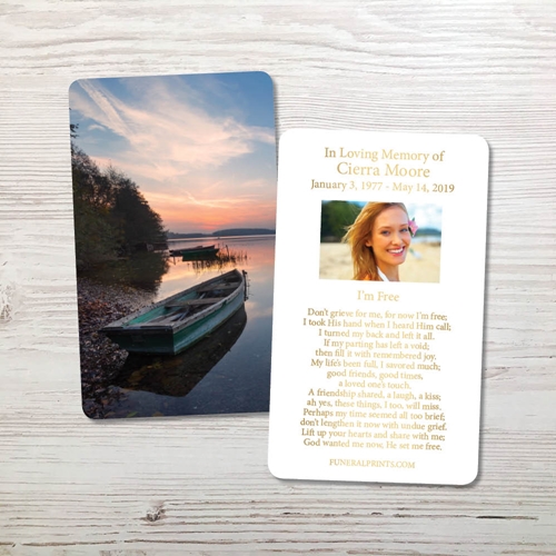 Picture of Lake Sunrise Gold Foil Memorial Card