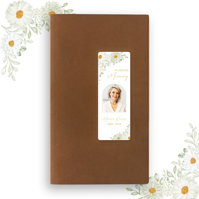 Show details for White Floral Border Guest Book - Brown