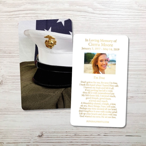 Picture of Marine Cap Gold Foil Memorial Card