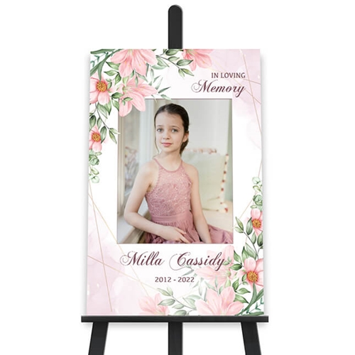 Show details for Pink Gold Floral Memorial Poster