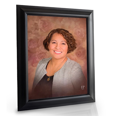 Show details for Framed Memorial Portrait - Painted Roses Lifescapes Background