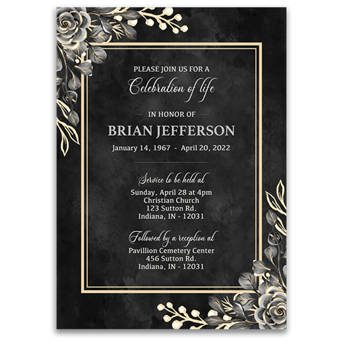 Show details for Black Floral Border Invitation