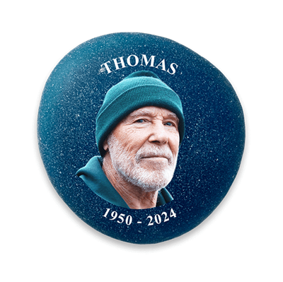 Show details for Frosted Dark Blue Photo Memorial Stones