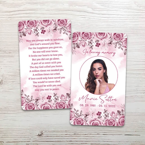 Picture of Pink Floral Border Memorial Card