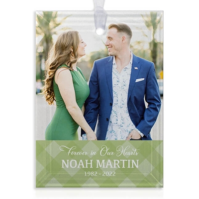 Show details for Green Plaid Rectangle Ornament