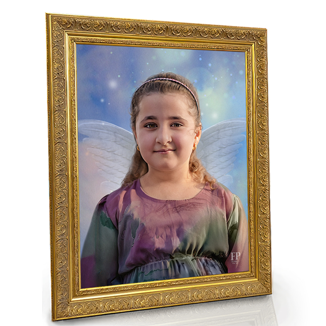 Show details for Framed Memorial Portrait - Zephyr Wings Lifescapes Background
