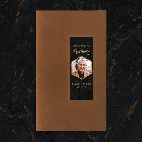 Show details for Black Marble Guest Book - Brown