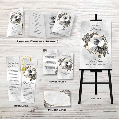 Show details for Black Gold Floral Memorial Package