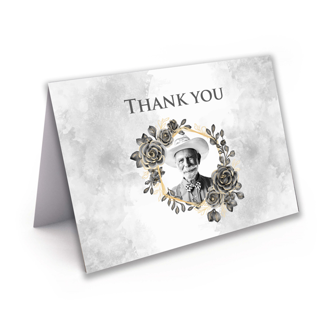Show details for Black Gold Floral Thank You Card 