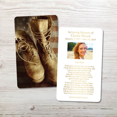 Picture of Flag & Boots 2 Gold Foil Memorial Card
