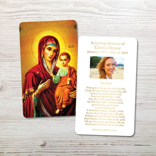 Picture of Virgin Mary with Jesus Gold Foil Memorial Card