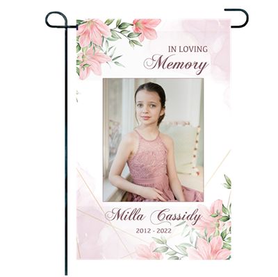 Show details for Pink Gold Floral Garden Flag