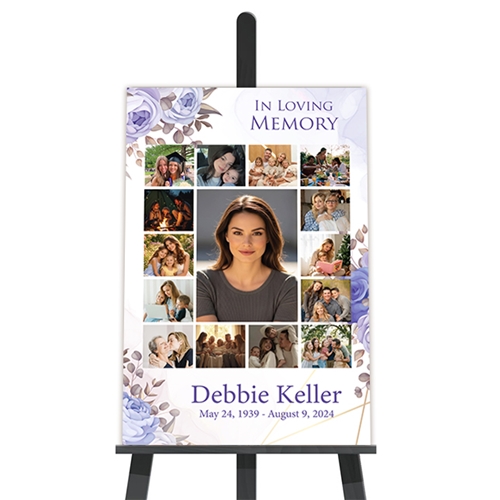 Show details for Purple Gold Floral Collage Funeral Poster