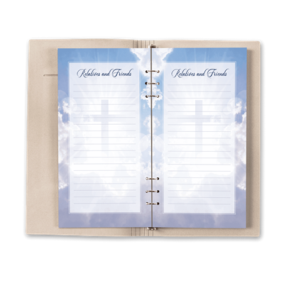 Show details for Cross in Clouds Guest Book - Brown