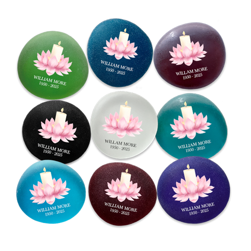 Show details for Multicolor Frosted Assortment Lotus Candle Memorial Stone