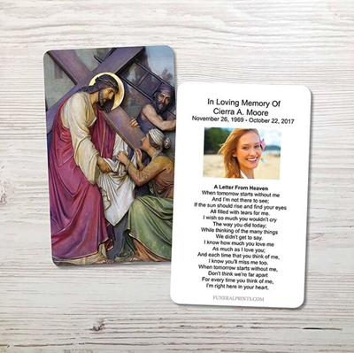Picture of Jesus Carrying Cross 2 Memorial Card