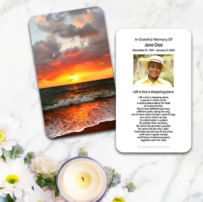 Show details for Ocean Sunset Large Memorial Card (3" x 4.75")