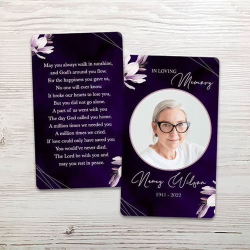 Show details for Purple Lilies Memorial Card