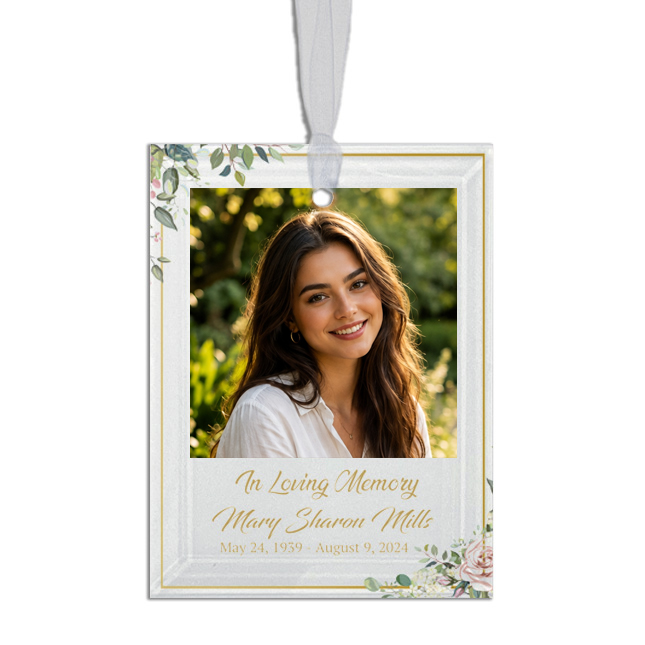 Show details for Floral Rectangle Ornament