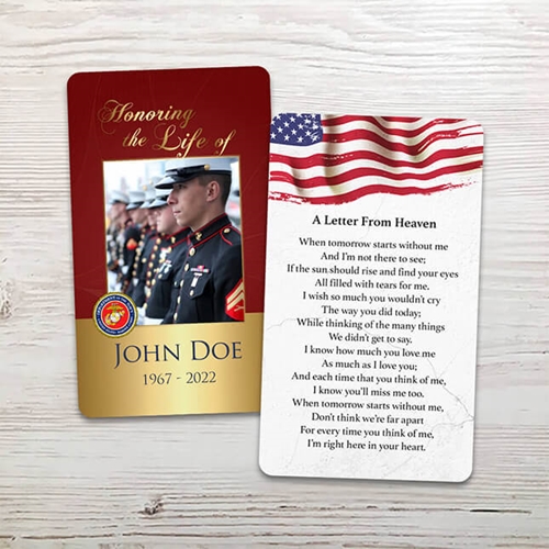 Show details for US Marines Memorial Card