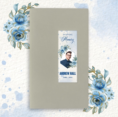 Show details for Blue Floral Guest Book - Gray