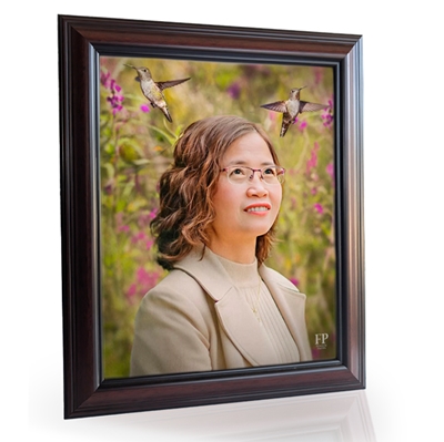 Show details for Framed Memorial Portrait - Hummingbird Dance Background