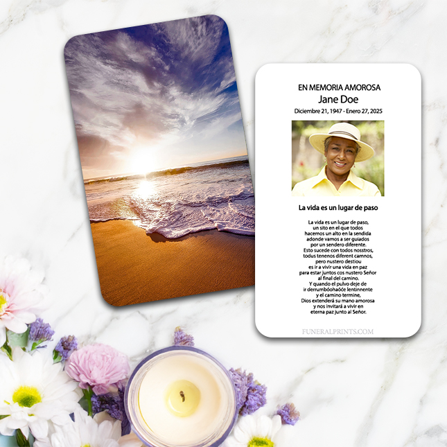 Show details for Oceanfront Spanish Prayer Card