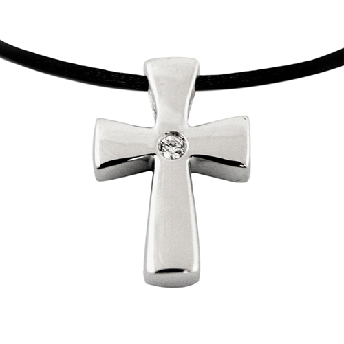 Show details for Sparkling Cross Cremation Pendant - Sterling Silver