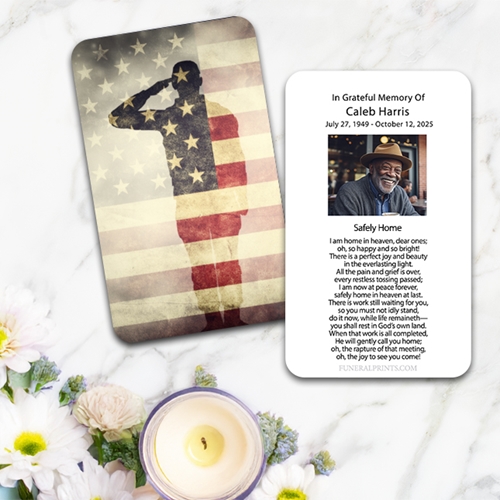 Show details for Soldier Saluting Spanish Prayer Card