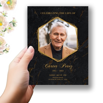 Show details for Black Marble Funeral Program 