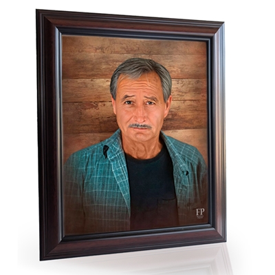 Show details for Framed Memorial Portrait - Rustic Canvas Lifescapes Background