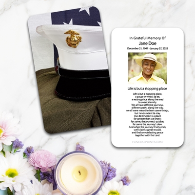 Show details for Marine Cap Large Memorial Card (3" x 4.75")