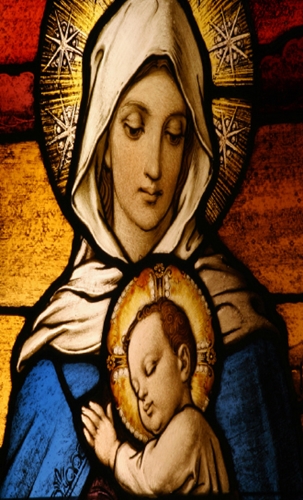 Show details for Virgin Mary with Baby Jesus Large Memorial Card (3" x 4.75")